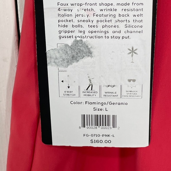 Foray Golf Women's 15.5”  FAUX WRAP Skort, Large, flamingo pink - Picture 7 of 9